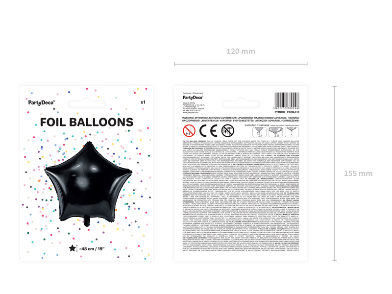 Balon foliowy Gwiazdka, 48cm, czarny