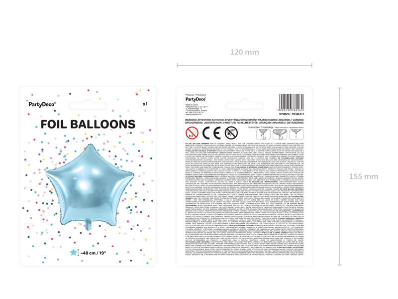 Balon foliowy Gwiazdka, 48cm, błękitny