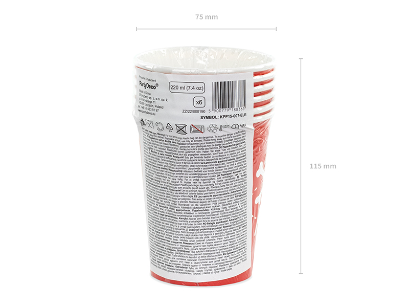 Kubeczki Piraci, czerwony, 220ml (1 op. / 6 szt.)