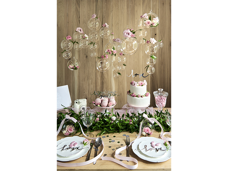 Topper na tort Love, srebrny, 17cm