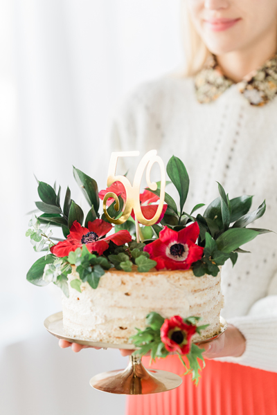 Topper na tort ''50'', złoty, 20.5cm