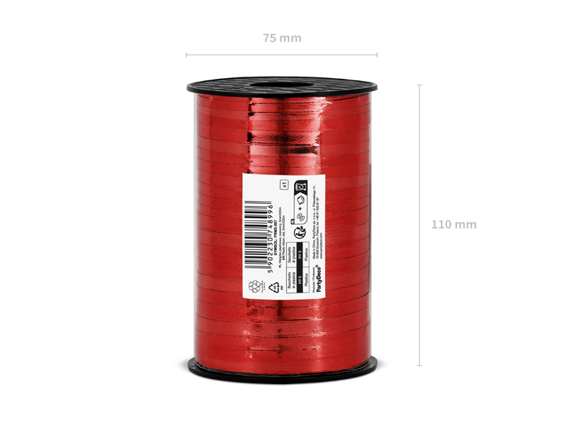 Wstążka plastikowa, czerwony, 5mm/225m