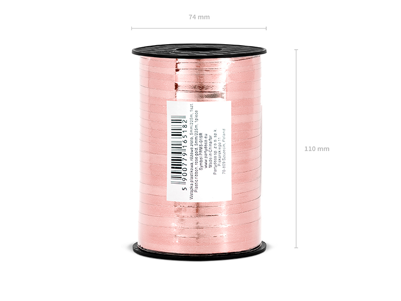 Wstążka plastikowa, różowe złoto, 5mm/225m