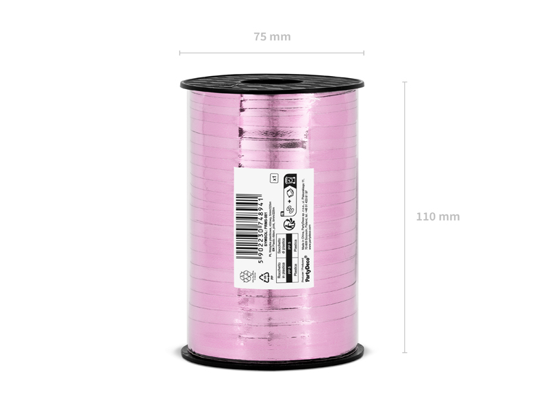 Wstążka plastikowa, różowy, 5mm/225m