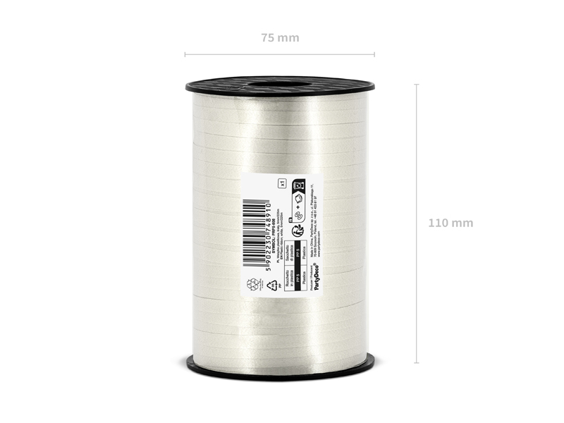 Wstążka plastikowa, biały, 5mm/225m
