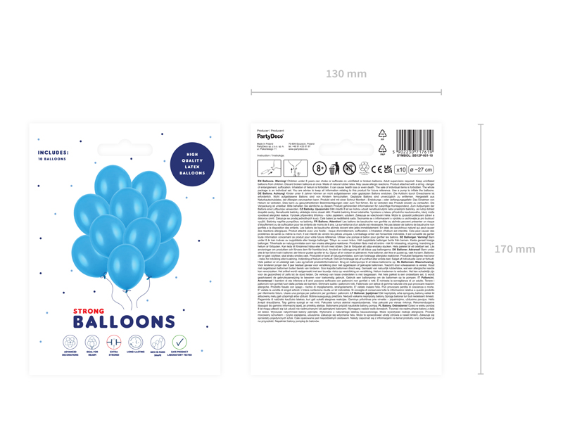 Balony Strong 27cm, Pastel Corn. Blue (1 op. / 10 szt.)