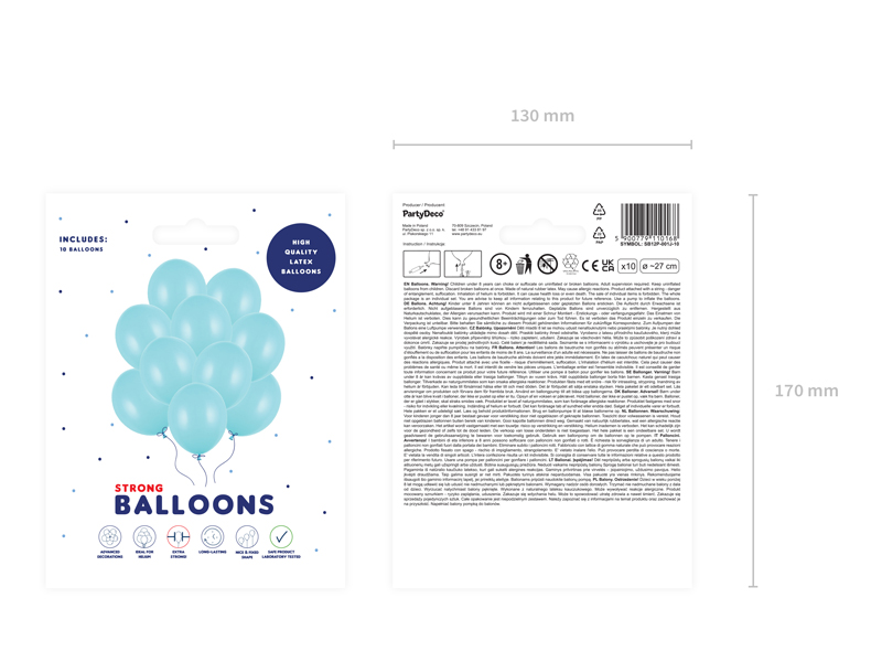 Balony Strong 27cm, Pastel Light Blue (1 op. / 10 szt.)