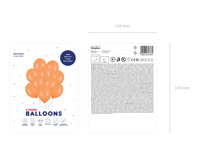 Balony Strong 27cm, Pastel Mand. Orange (1 op. / 10 szt.)