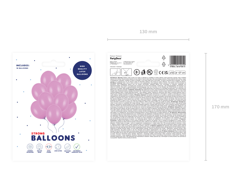 Balony Strong 27cm, Pastel Fuchsia (1 op. / 10 szt.)