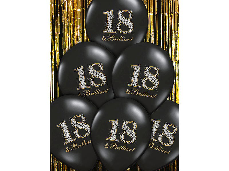 Balony 30cm, 18 & Brilliant, Pastel Black
