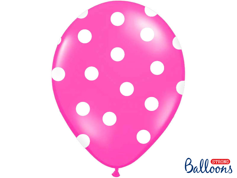 Balony 30cm, Kropki, Pastel Hot Pink