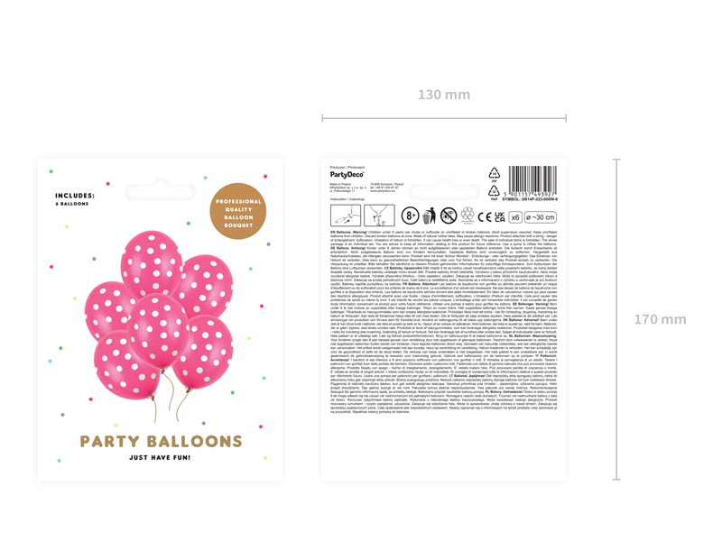 Balony 30cm, Kropki, Pastel Hot Pink