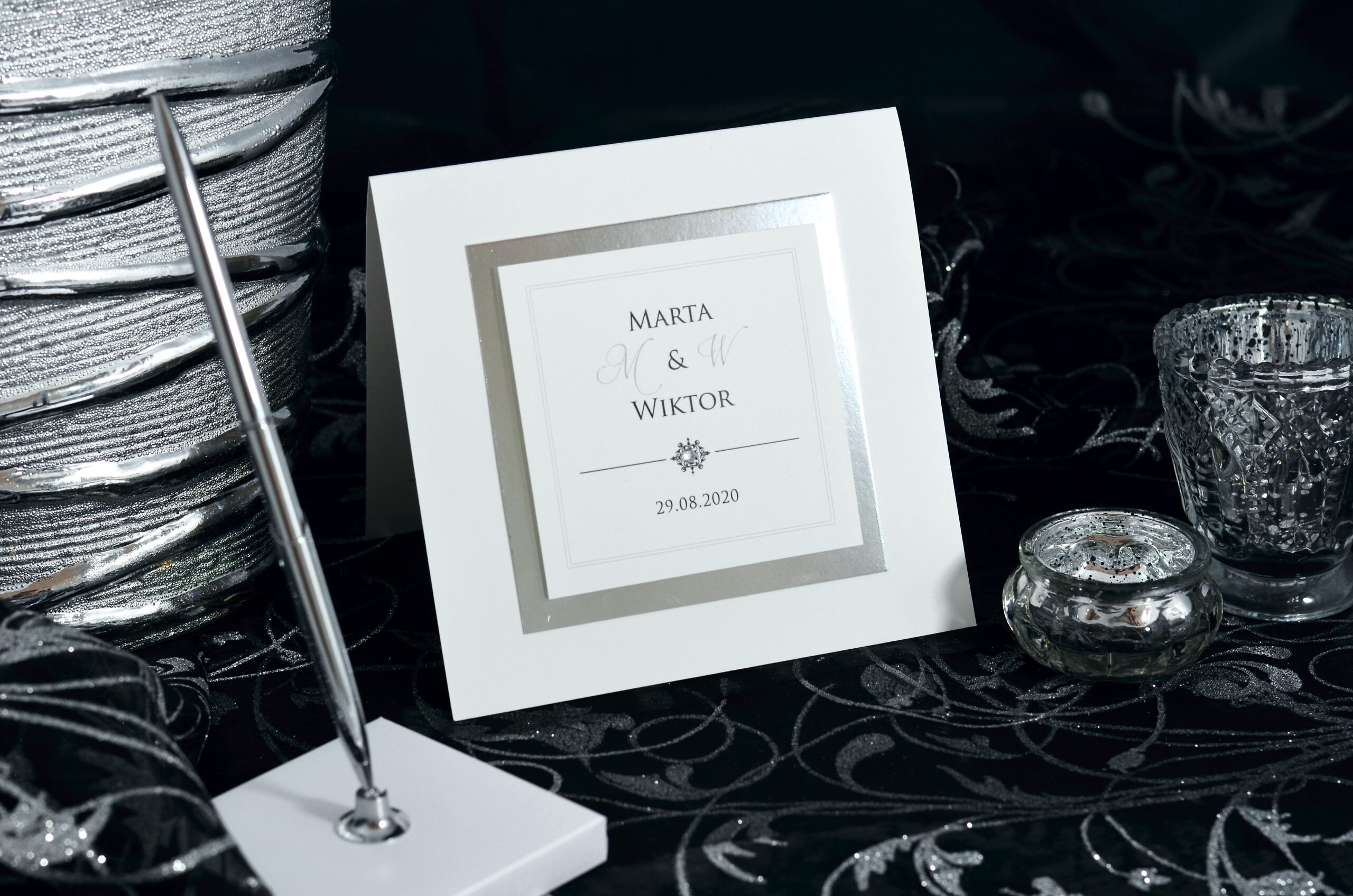Zaproszenia ślubne Glamour Silver Q