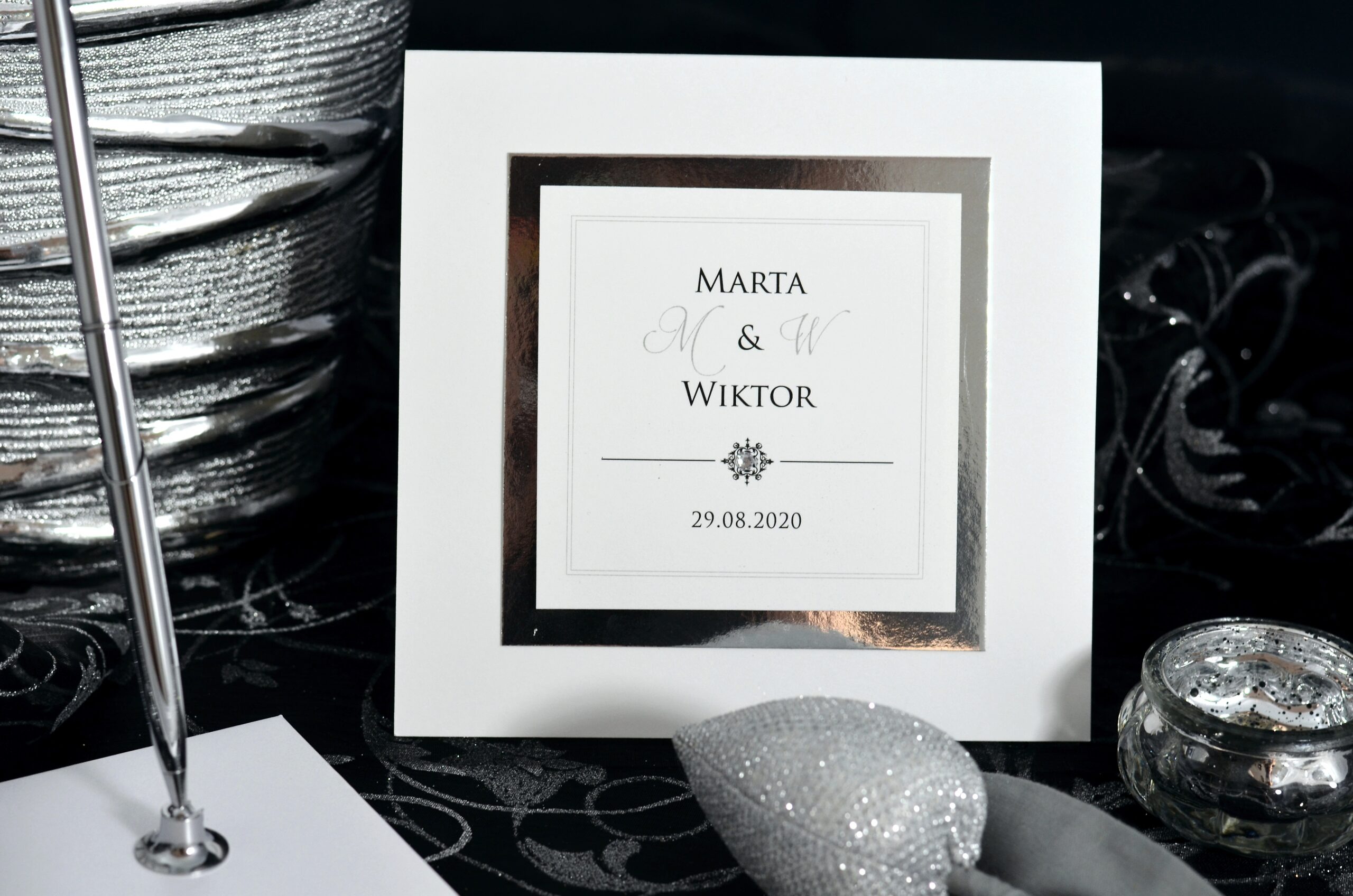 Zaproszenia ślubne Glamour Silver Q