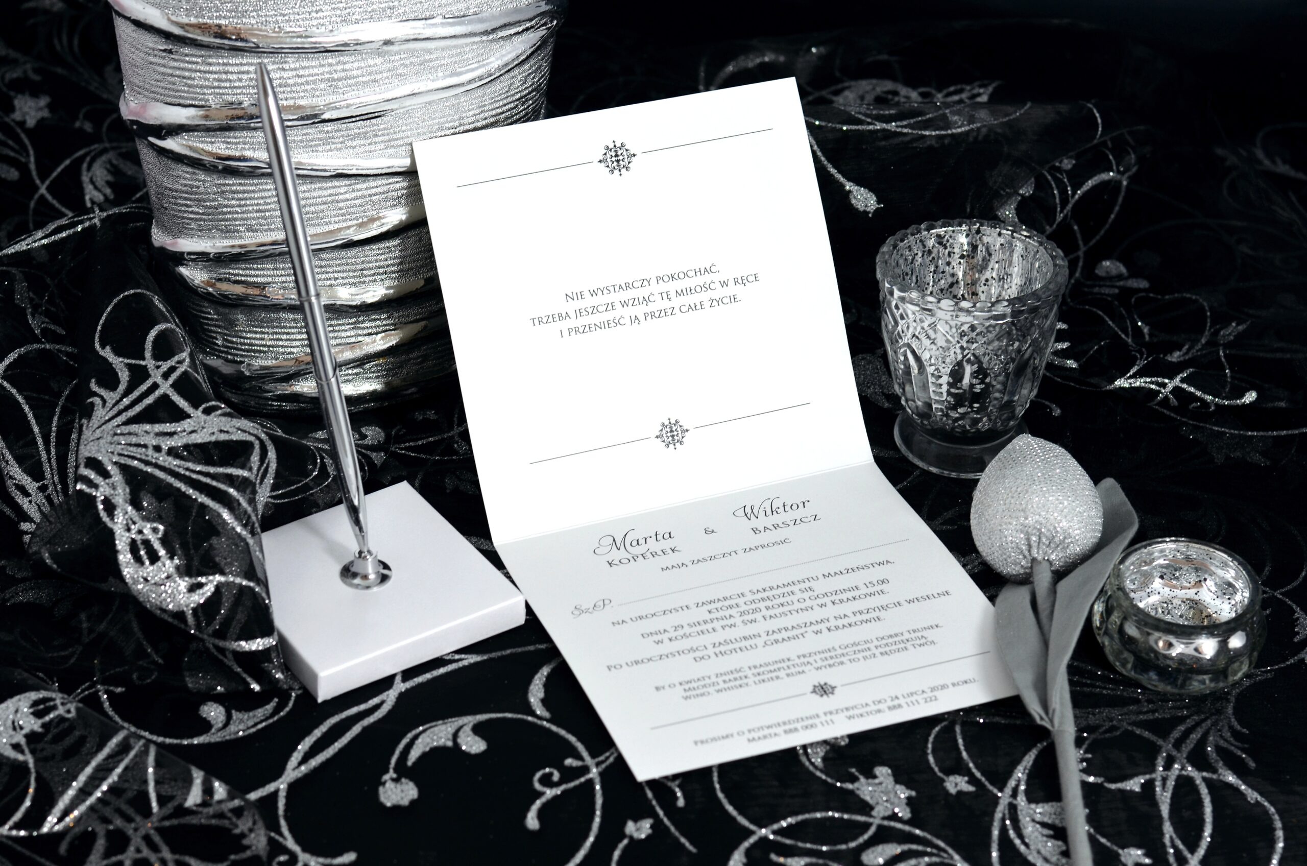 Zaproszenia ślubne Glamour Silver Q