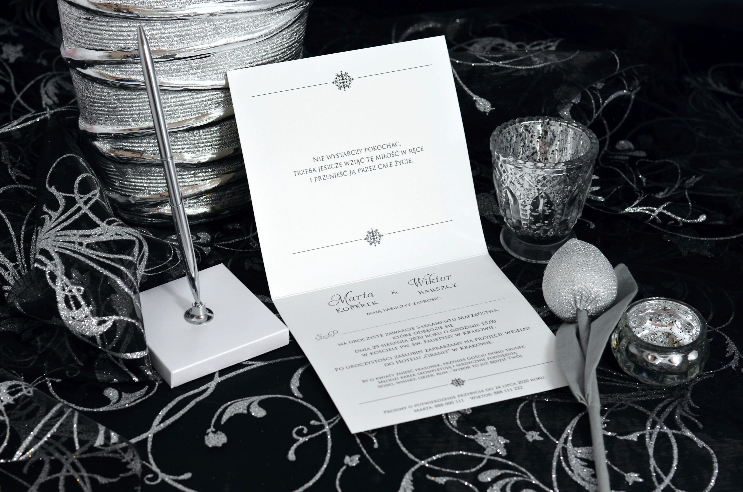 Zaproszenia ślubne Glamour Silver Q