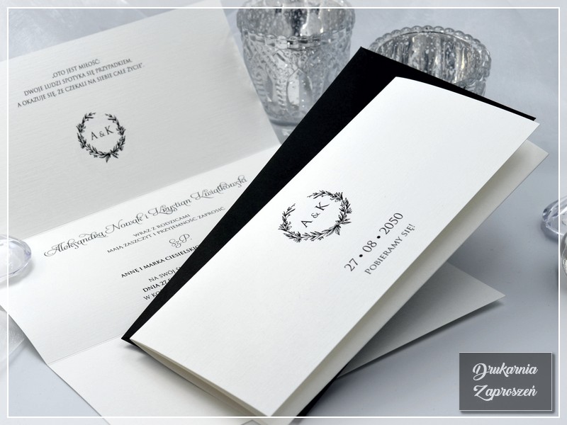 zaproszenie ślubne ELEGANZA eleganckie prostokątne duże A4 DL Drukarnia Zaproszeń
