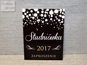 zaproszenia na studniówkę personalizowane CZARNE GRANATOWE DARK