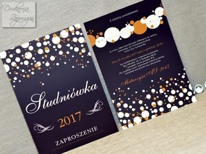 zaproszenia na studniówkę personalizowane CZARNE GRANATOWE DARK