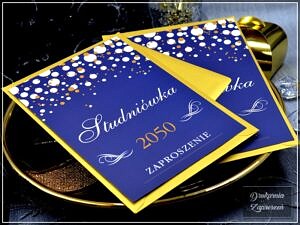 zaproszenia na studniówkę personalizowane CZARNE NIEBIESKIE DARK