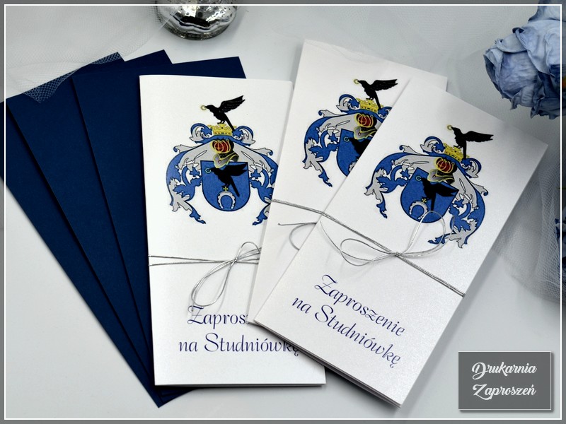 zaproszenia na studniówkę personalizowane z herbem szkoły HERBOWE