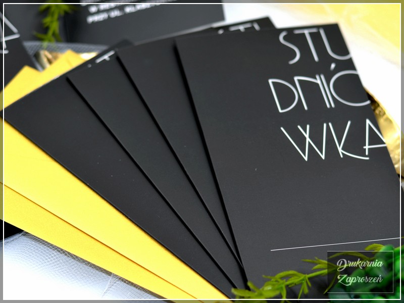zaproszenia na studniówkę personalizowane nowoczesne czarne NUVO