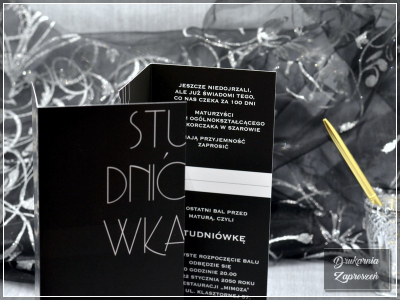 zaproszenia na studniówkę personalizowane nowoczesne czarne NUVO