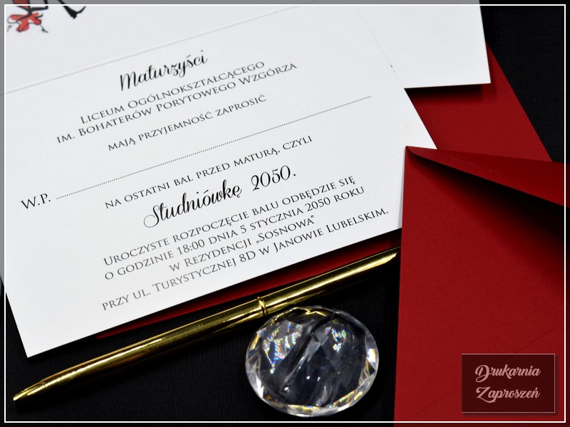 zaproszenia na studniówkę tanie personalizowane TOSCA
