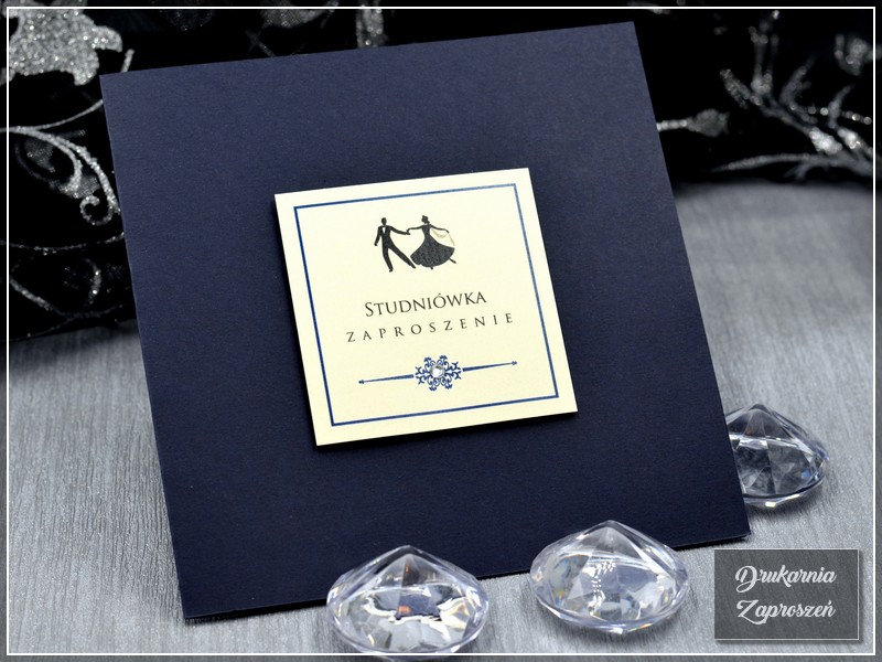 zaproszenia na studniówkę personalizowane granatowe VISION NAVY