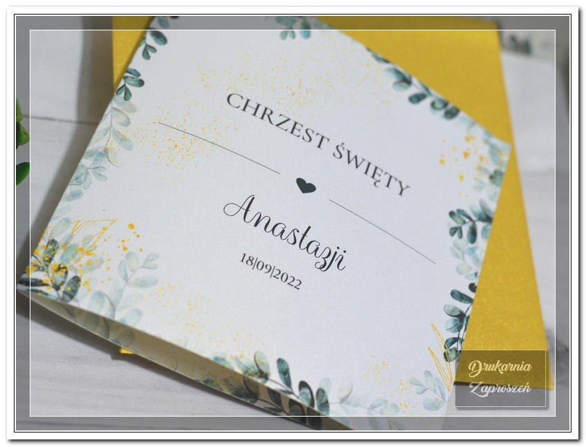 zaproszenia na chrzest personalizowane botaniczne