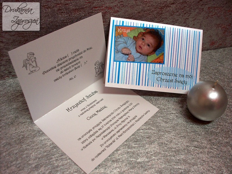 zaproszenia na chrzest personalizowane ze zdjęciem delila