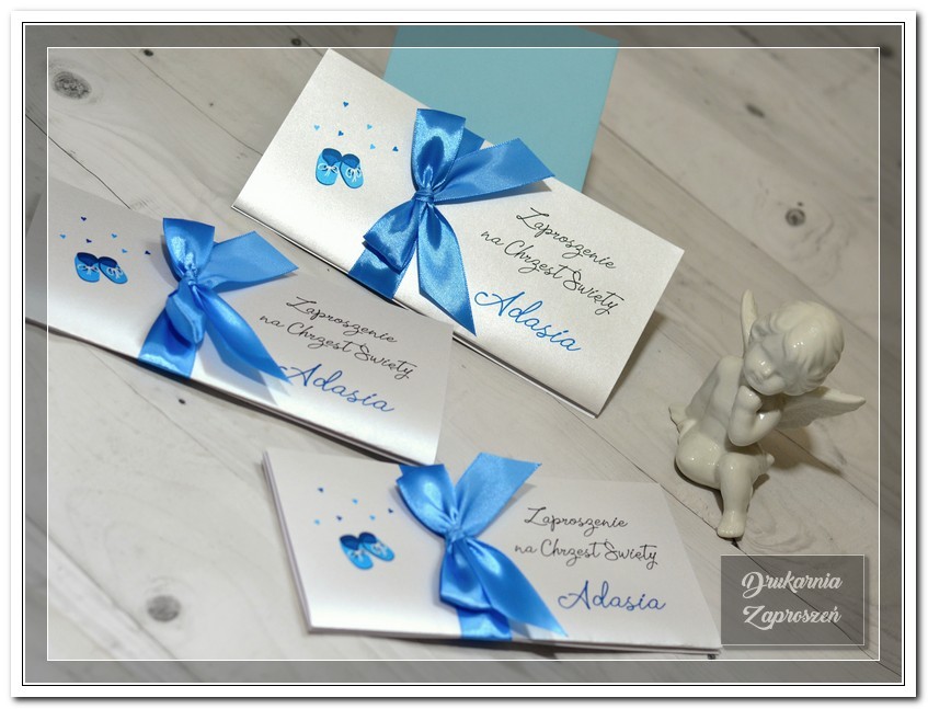 zaproszenia na chrzest Satin Blue