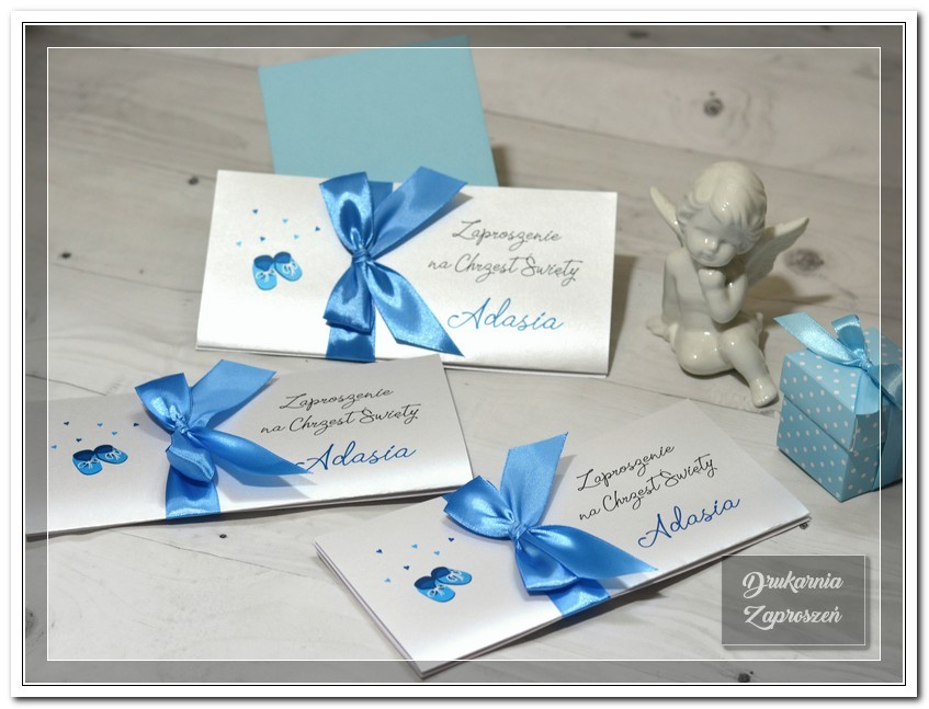 zaproszenia na chrzest Satin Blue