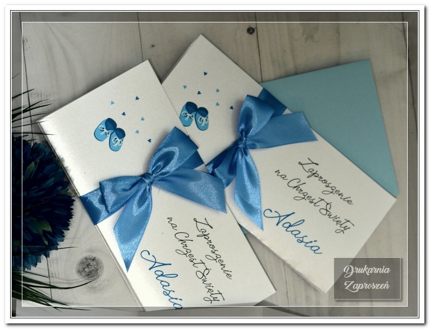 zaproszenia na chrzest Satin Blue