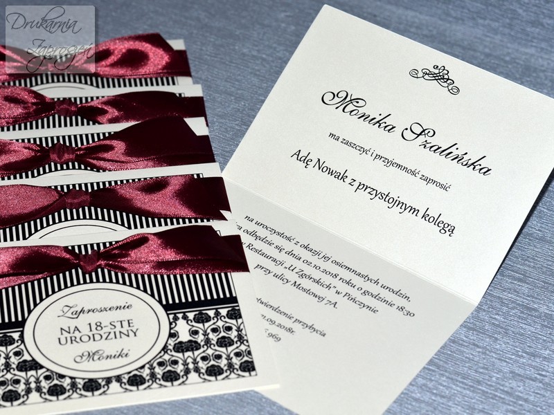 ZAPROSZENIA NA OSIEMNASTKĘ PERŁOWE PERSONALIZOWANE ADLER
