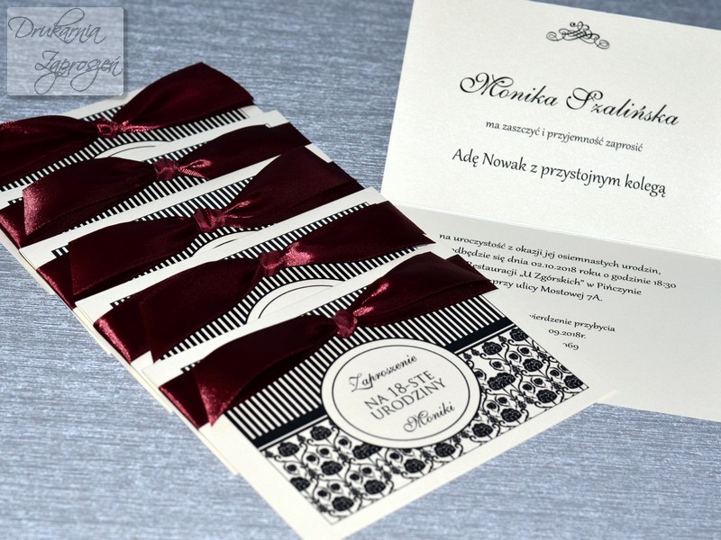 ZAPROSZENIA NA OSIEMNASTKĘ PERŁOWE PERSONALIZOWANE ADLER