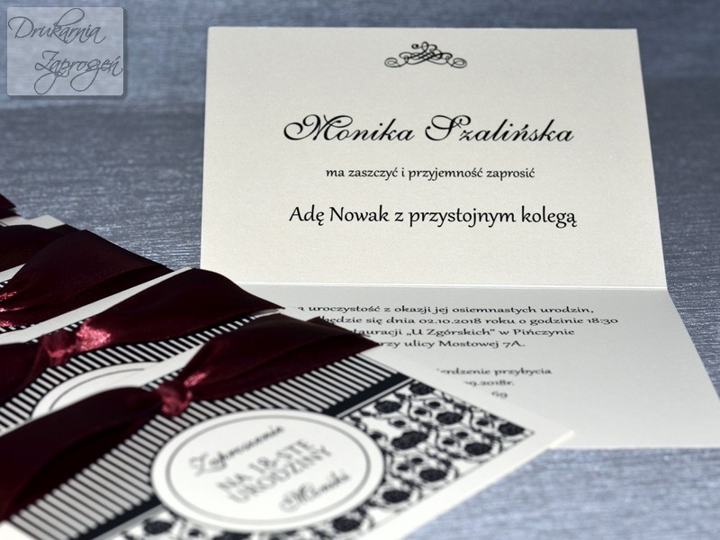 ZAPROSZENIA NA OSIEMNASTKĘ PERŁOWE PERSONALIZOWANE ADLER