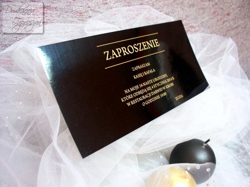czarne zaproszenia na osiemnastkę Amber