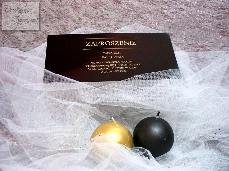 czarne zaproszenia na osiemnastkę Amber