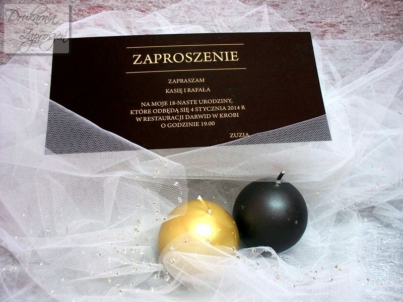 czarne zaproszenia na osiemnastkę Amber