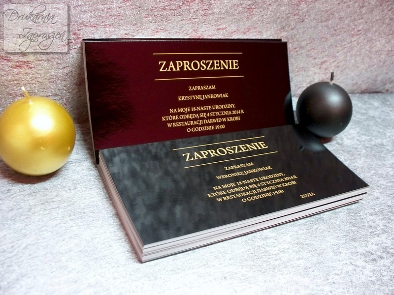 czarne zaproszenia na osiemnastkę Amber