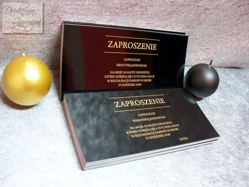 czarne zaproszenia na osiemnastkę Amber