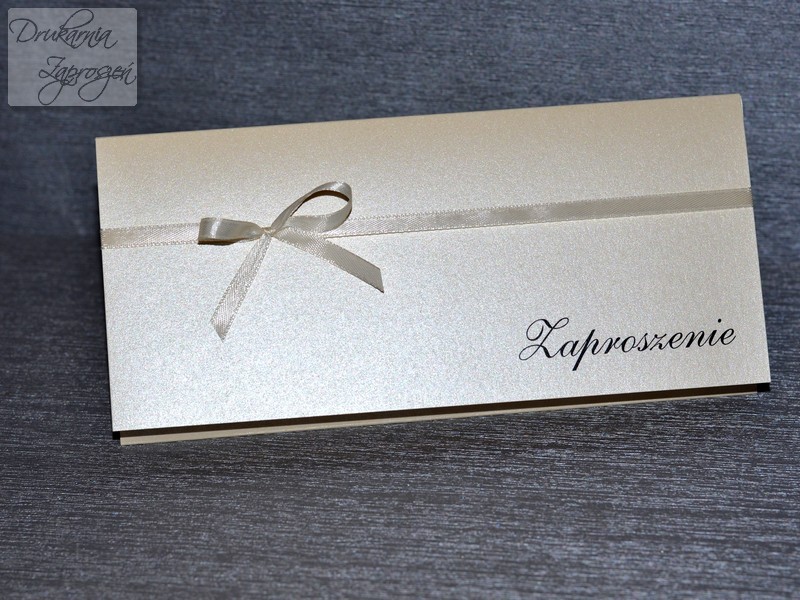zaproszenia na osiemnastkę CLASSIC perłowe ze wstążką personalizowane Drukarnia Zaproszeń