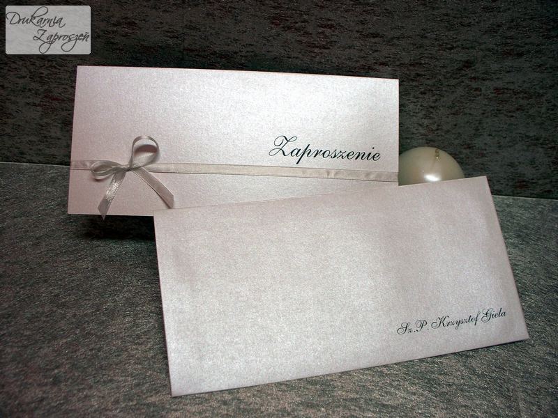 zaproszenia na osiemnastkę CLASSIC perłowe ze wstążką personalizowane Drukarnia Zaproszeń