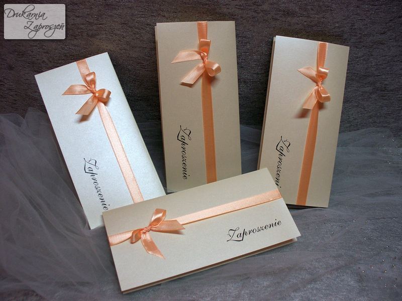 zaproszenia na osiemnastkę CLASSIC perłowe ze wstążką personalizowane Drukarnia Zaproszeń