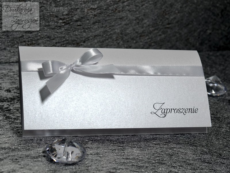 zaproszenia na urodziny dla dorosłych klasyczne perłowe ze wstążką CLASSIC personalizowane Drukarnia Zaproszeń