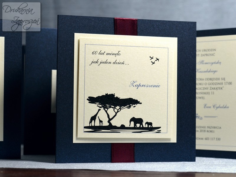 zaproszenia na urodziny dla dorosłych ekskluzywne perłowe ze wstążką Z INDYWIDUALNĄ GRAFIKĄ EXCLUSIVE DESIGN personalizowane Drukarnia Zaproszeń