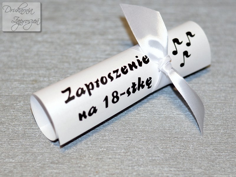 zaproszenia na osiemnastkę REBEKA rulony perłowe ze wstążką personalizowane Drukarnia Zaproszeń