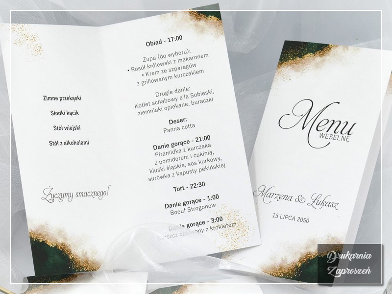 Menu weselne EMERALD GOLD