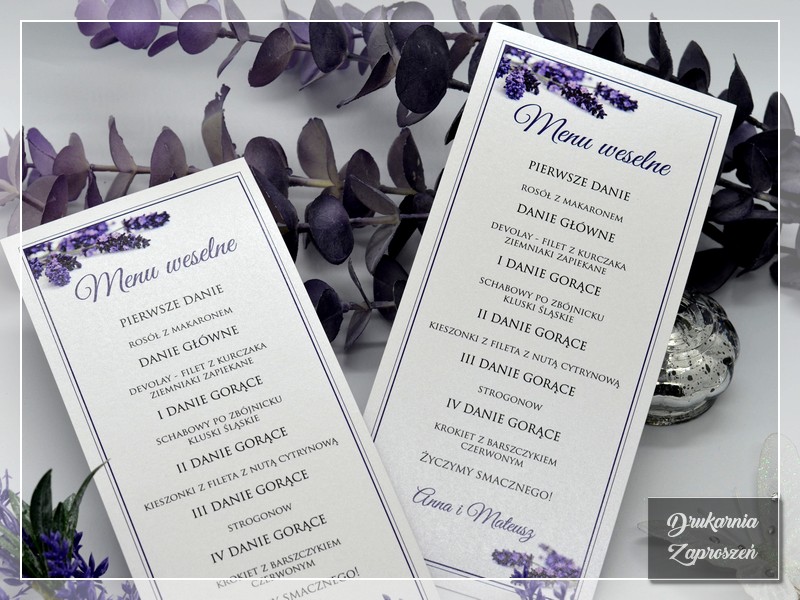 Menu weselne LAVENDER